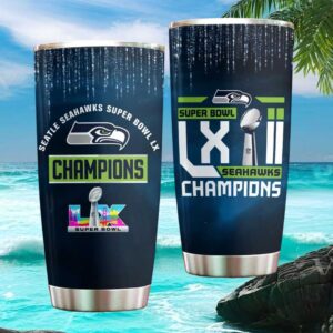 Seattle Seahawks Super Bowl LX 60 Champions Navy Blue Graphic Tumbler