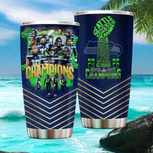 Seattle Seahawks Super Bowl LX Champions 2026 Commemorative Players Roster Tumbler
