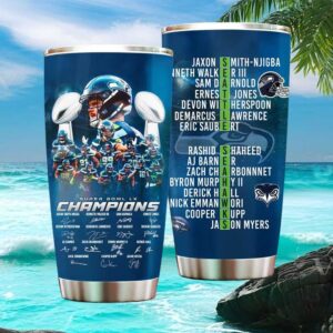 Seattle Seahawks Super Bowl LX Champions Blue Signature Series Team Roster Tumbler