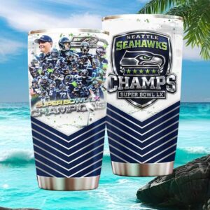 Seattle Seahawks Super Bowl LX Champs 2026 Team Celebration Tumbler