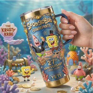 SpongeBob SquarePants 27th Anniversary Limited Edition 3D Gold & Blue Tumbler