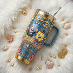 SpongeBob SquarePants 27th Anniversary Limited Edition 3D Gold & Blue Tumbler