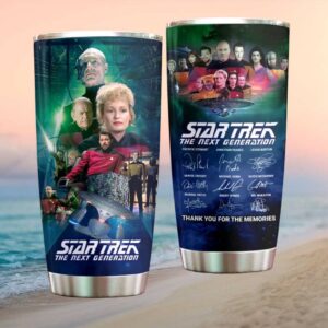 Star Trek TNG Best of Both Worlds Borg & Cast Signed Tumbler Wrap