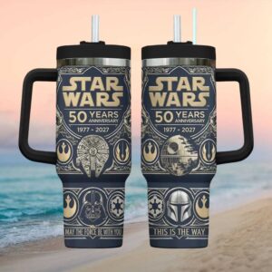 Star Wars 50 Years Anniversary 1977 2027 Commemorative 40oz Tumbler with Handle
