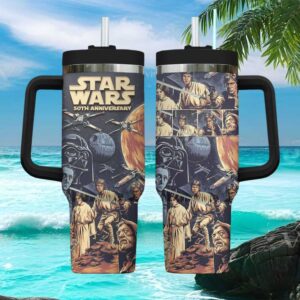 Star Wars 50th Anniversary Retro Comic Montage Custom Name Handle Tumbler
