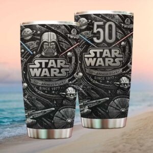 Star Wars 50th Anniversary Silver & Black Vintage Galactic Tumbler Wrap