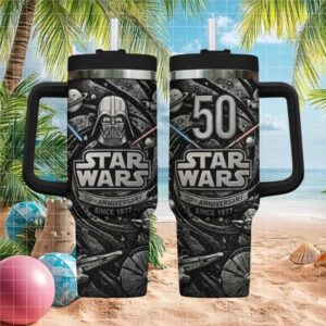 Star Wars 50th Anniversary Since 1977 Darth Vader & Yoda 40oz Tumbler with Handle