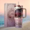 Personalized Pink Cannabis Leaf Floral Aesthetic Tumbler with Handle Personalized Pink Cannabis Leaf Floral Aesthetic Tumbler with Handle