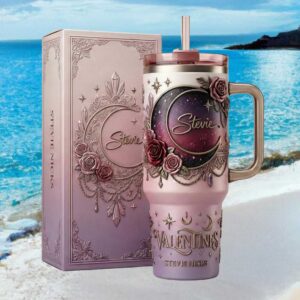 Stevie Nicks Celestial Moon & Roses Valentine's Tumbler Boho Vintage Style 40oz Tumbler
