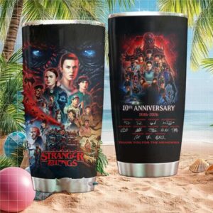 Stranger Things 10th Anniversary 2016 2026 Cast Signed Fan Gift Tumbler