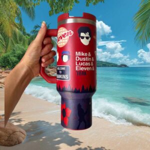 Stranger Things Hawkins Characters Inspired Red & Navy Tumbler