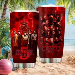Stranger Things Season 5 Final Cast Red Lightning Tumbler Wrap