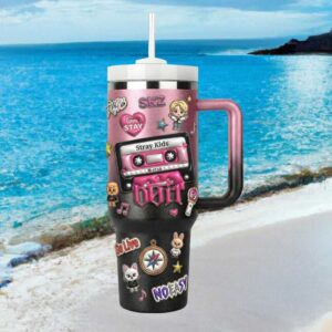 Stray Kids SKZ K Pop Aesthetic Pink & Black Tumbler