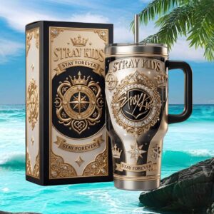 Stray Kids “Stay Forever” K Pop Collector Tumbler Luxury Gold & Black 40oz Insulated Stainless Steel Tumbler