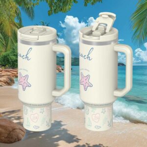 Summer Beach Life & Starfish Aesthetic Insulated Tumbler with Handle