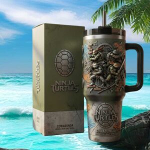 Teenage Mutant Ninja Turtles 3D Sculpted Tumbler TMNT Cowabunga Retro Wrap