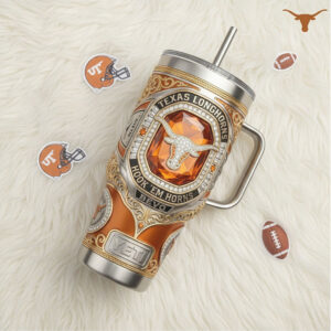 Texas Longhorns Bevo Custom Embossed 40oz Tumbler with Handle