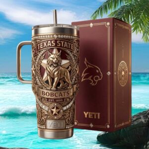 Texas State Bobcats Est 1899 Custom 3D Jewel Encrusted Tumbler