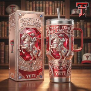 Texas Tech Red Raiders “Wreck 'Em Tech” 3D Rose Gold Sculpted Tumbler