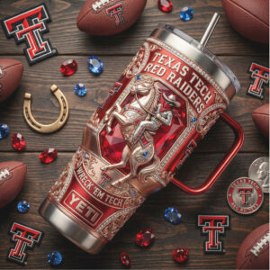 Texas Tech Red Raiders “Wreck 'Em Tech” 3D Rose Gold Sculpted Tumbler