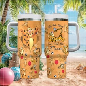 Tigger “Never Too Old” Orange Burst 40oz Tumbler with Handle