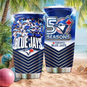 Toronto Blue Jays 50 Seasons Anniversary Baseball Team Graphic Tumbler