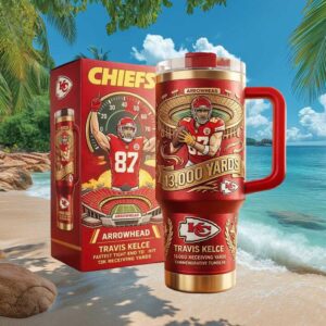Travis Kelce Kansas City Chiefs 13,000 Receiving Yards Commemorative Tumbler