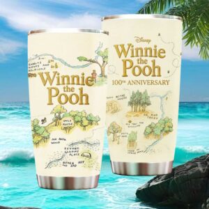 Vintage 100 Acre Wood Map Tumbler Winnie the Pooh 100th Anniversary Classic Sketch Design