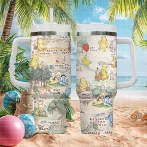 Vintage 100 Acre Wood Map Winnie the Pooh Personalized 40oz Tumbler