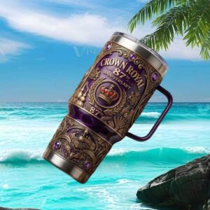 Vintage Royal Purple 87th Anniversary Whiskey Style 40oz Tumbler Crown & Crest Filigree Design