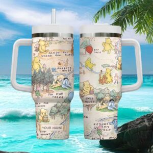 Vintage Winnie the Pooh and Friends Map Custom 40oz Tumbler