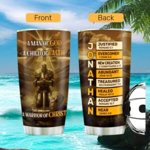 Warrior of Christ Knight Personalized Tumbler Custom Name A Man Of God Gift