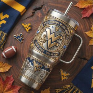 West Virginia Mountaineers “Country Roads” 3D Engraved Collector Tumbler