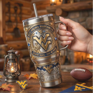 West Virginia Mountaineers “Country Roads” 3D Engraved Collector Tumbler