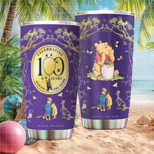 Winnie The Pooh 100 Years Celebration Purple Gold Foil Style Tumbler