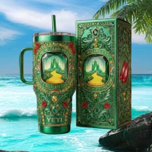 Wizard of Oz Emerald City “No Place Like Home” Jeweled Green Tumbler