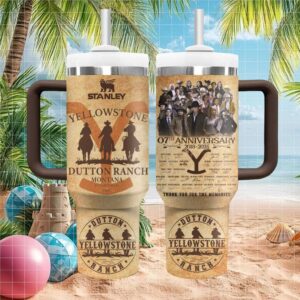 Yellowstone Dutton Ranch 07th Anniversary Cast Signatures Tumbler Wrap