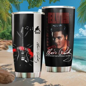 “Yes I'm Old But I Saw Elvis On Stage” Rock N' Roll Guitar Tumbler