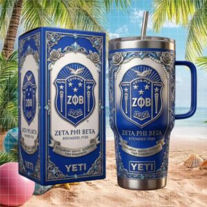 Zeta Phi Beta Sorority Finer Womanhood 40oz Tumbler Royal Blue and Silver Shield