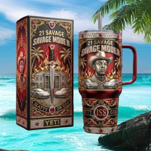 21 Savage “Savage Mode II” Hip Hop Tribute Gold & Ruby Insulated Tumbler