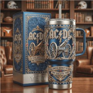 ACDC For Those About To Rock Cannon Blue Engraved 40oz Tumbler