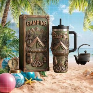 Adventure Awaits Camping 3D Sculpted Scenic 40oz Tumbler for Outdoor Lovers