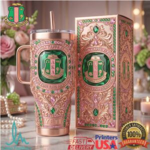 Alpha Kappa Alpha (AKA) Sorority Luxury 1908 3D Emerald & Rose Gold Tumbler