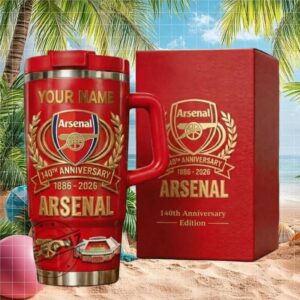 Arsenal FC 140th Anniversary 1886 2026 Personalized Name 40oz Tumbler