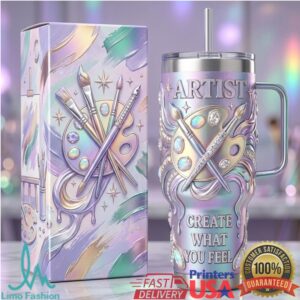 Artist Palette “Create What You Feel” Iridescent Pastel 40oz Tumbler