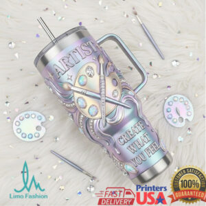 Artist Palette “Create What You Feel” Iridescent Pastel 40oz Tumbler