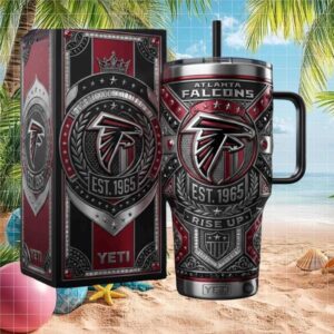 Atlanta Falcons NFL Rise Up Custom 3D Embossed 40oz Tumbler with Handle