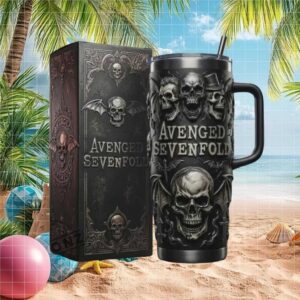 Avenged Sevenfold Deathbat 3D Embossed Rock Band Tumbler & Gift Box