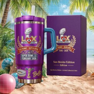 Bad Bunny Super Bowl LX February 2026 San Benito Edition Purple Tumbler