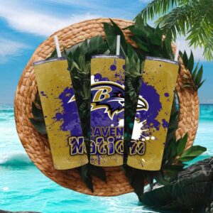 Baltimore Ravens Raven Nation Gold Splash 20oz Skinny Tumbler